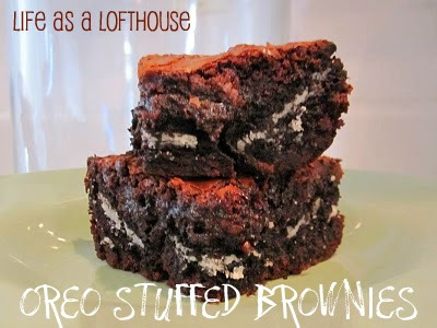 Oreo Stuffed Brownies are gooey, rich brownies filled with fudge, Oreos, and ice cream. Life-in-the-Lofthouse.com