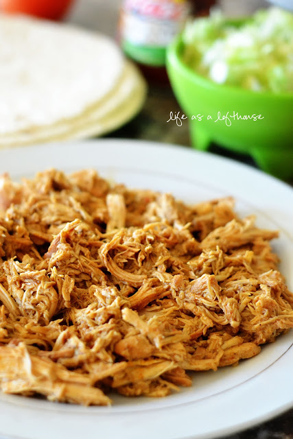 Copycat Cafe Rio Chicken is tender, slow cooked chicken that is full of Mexican flavor. Life-in-the-Lofthouse.com