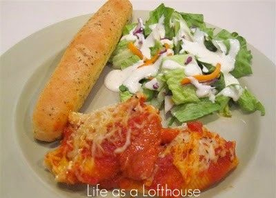 Three Cheese Stuffed Shells are jumbo pasta shells filled with 3 creamy cheeses and marinara sauce. Life-in-the-Lofthouse.com