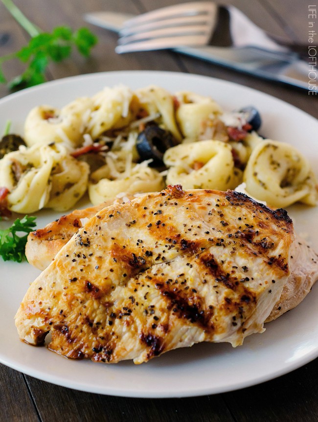 Grilled Italian Chicken is delicious, flavorful chicken made with only 2 ingredients. Life-in-the-Lofthouse.com
