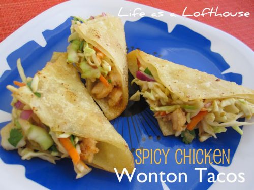 Spicy Chicken Wonton Tacos