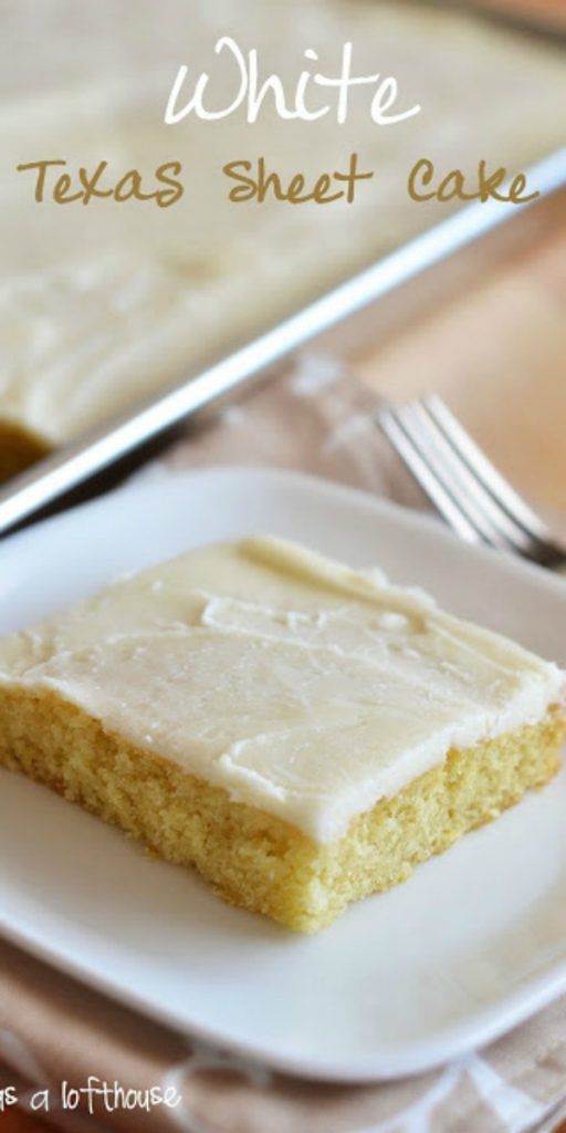 White Texas Sheet Cake is a delicious almond-scented cake with a heavenly almond frosting. Life-in-the-Lofthouse.com