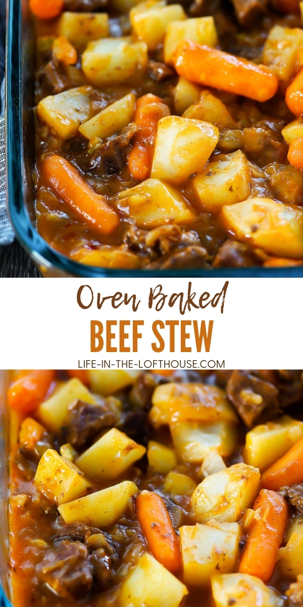 Oven Baked Stew is filled with flavorful beef stew meat, diced potatoes, carrots and onion. Life-in-the-Lofthouse.com