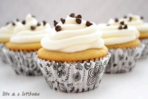 Chocolate Chip Cookie Dough Cupcakes with Classic Vanilla Buttercream Frosting