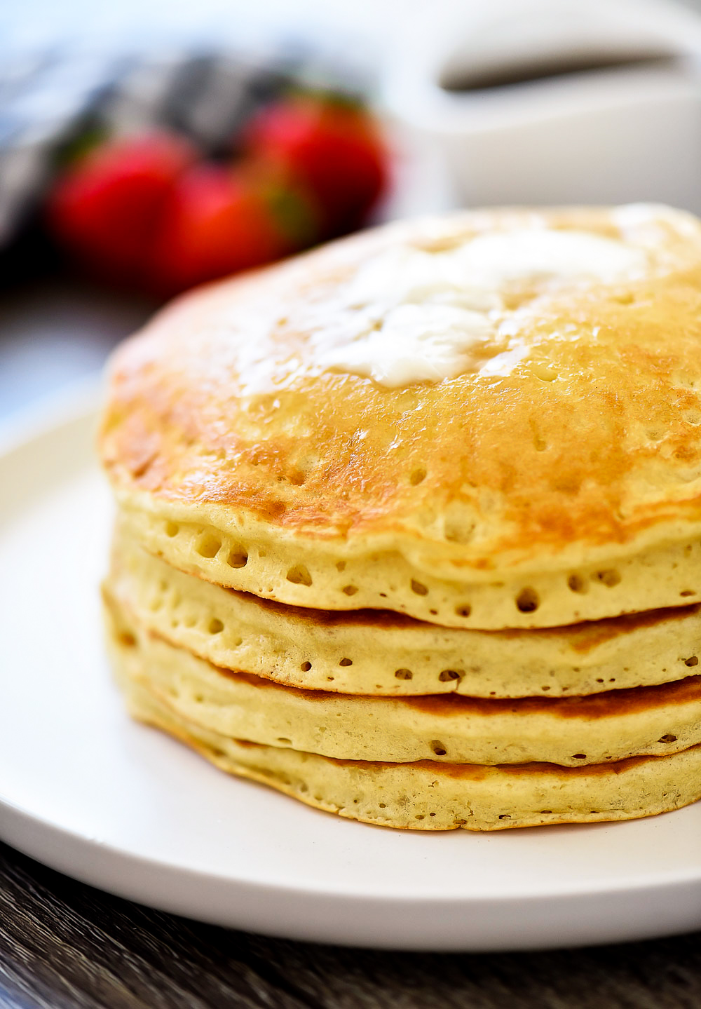 Fluffy and golden buttermilk pancakes made from scratch. Life-in-the-Lofthouse.com
