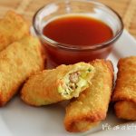 Crispy Chicken Egg Rolls with a homemade sweet and sour sauce.