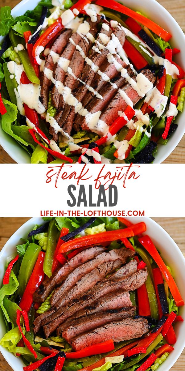 Fajita salad with steak