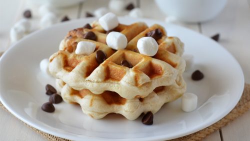 S'mores waffles are made with Pillsbury biscuits that are stuffed with graham crackers, marshmallows and chocolate. Life-in-the-Lofthouse.com
