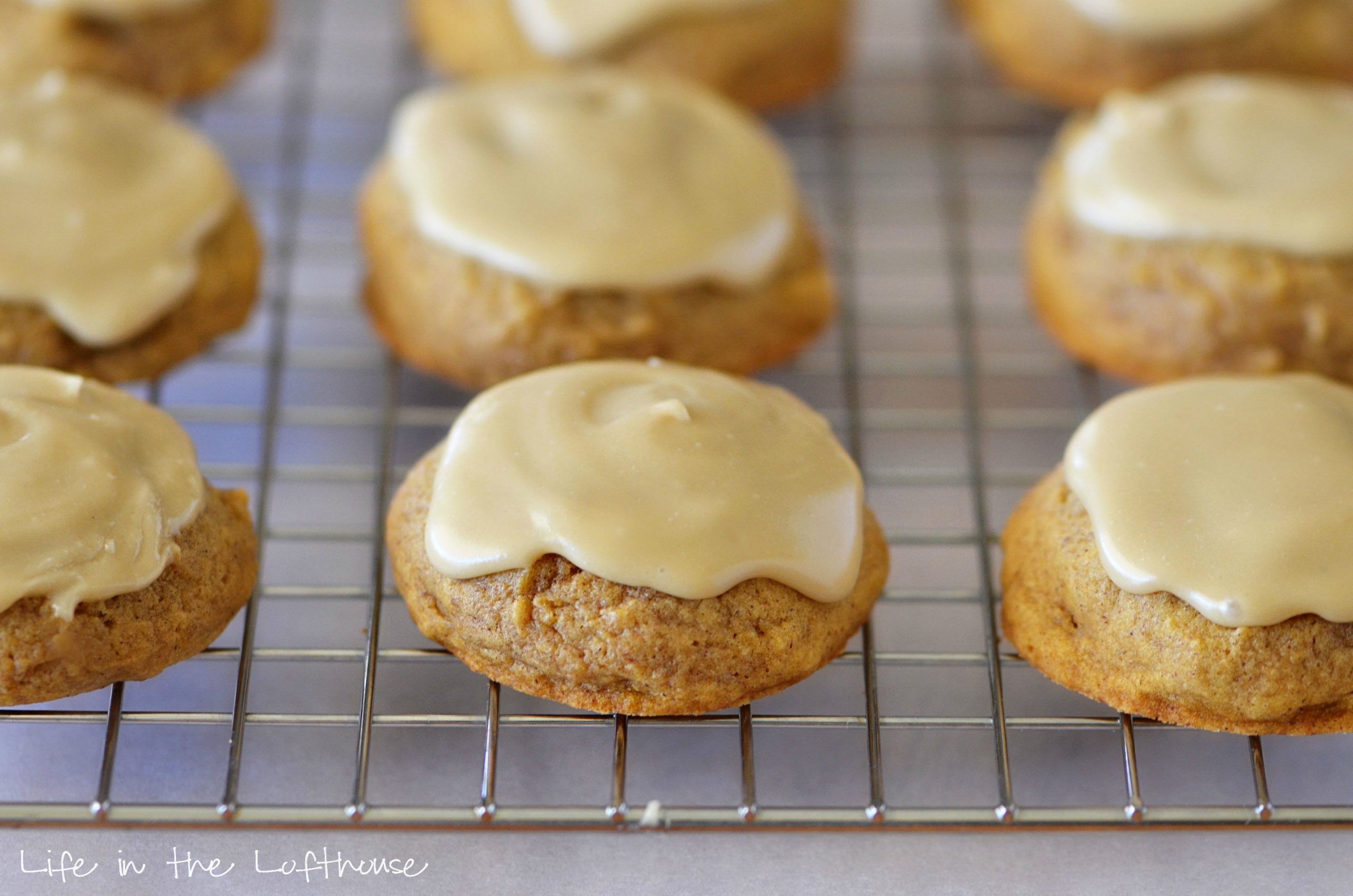 Pumpkin Cookies with Caramel Frosting
