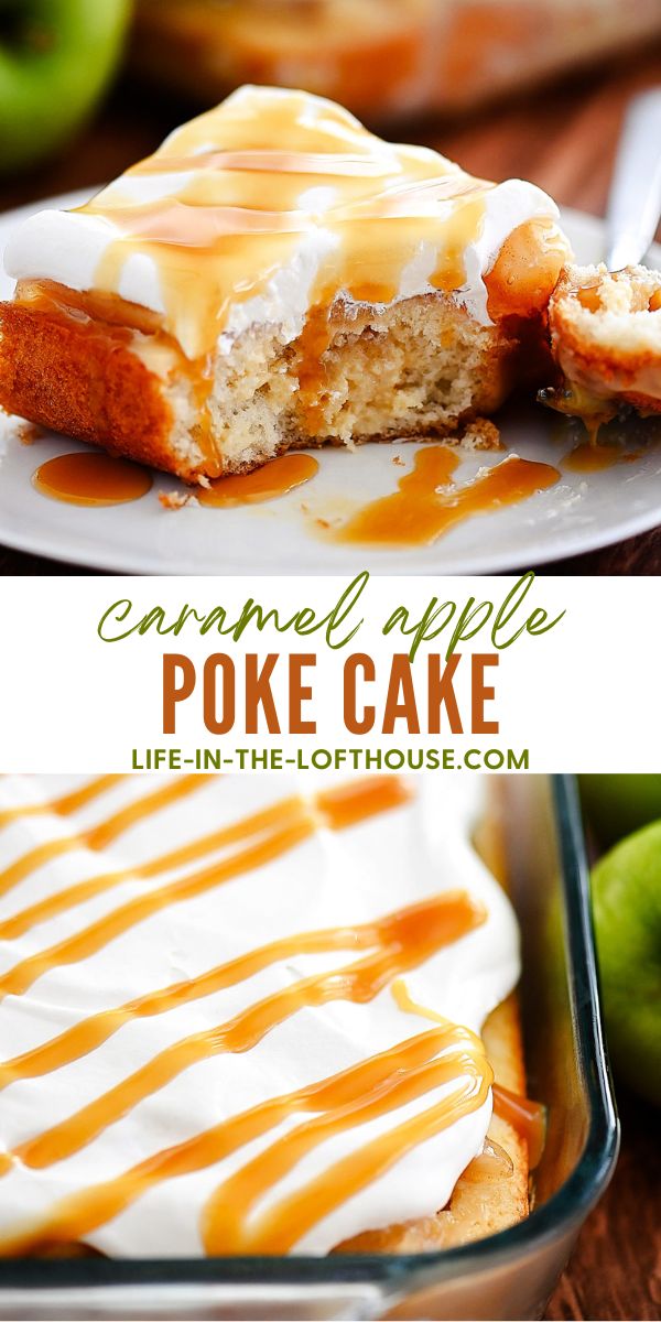 Caramel apple poke cake is a light and moist cake that tastes like caramel apples. Life-in-the-Lofthouse.com