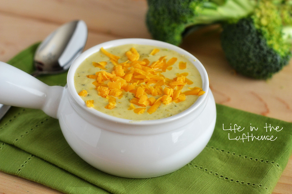 Delicious creamy homemade broccoli cheese soup. Life-in-the-Lofthouse.com