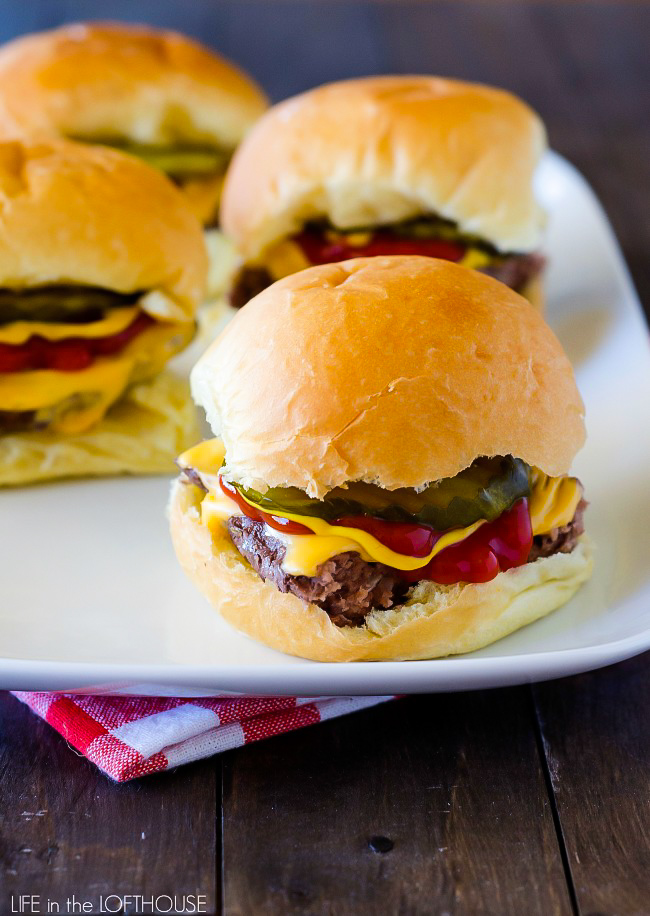 Cheeseburger Sliders are miniature cheeseburgers with an easy method on how to prepare them. Life-in-the-Lofthouse.com
