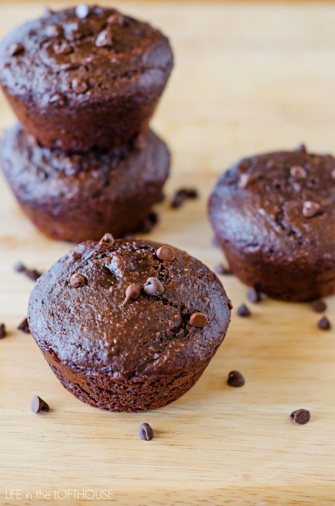 Skinny double chocolate muffins are delicious chocolate muffins made with healthier ingredients. Life-in-the-Lofthouse.com