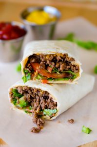 Bacon Cheeseburger Wraps have all the components of a bacon cheeseburger wrapped up in a flour tortilla. Life-in-the-Lofthouse.com