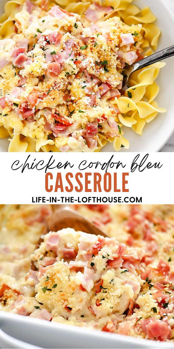Chicken Cordon Bleu Casserole has all the flavors of traditional and delicious Chicken Cordon Bleu but in casserole form. Life-in-the-Lofthouse.com