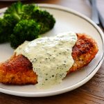 Chicken smothered in Basil Cream Sauce