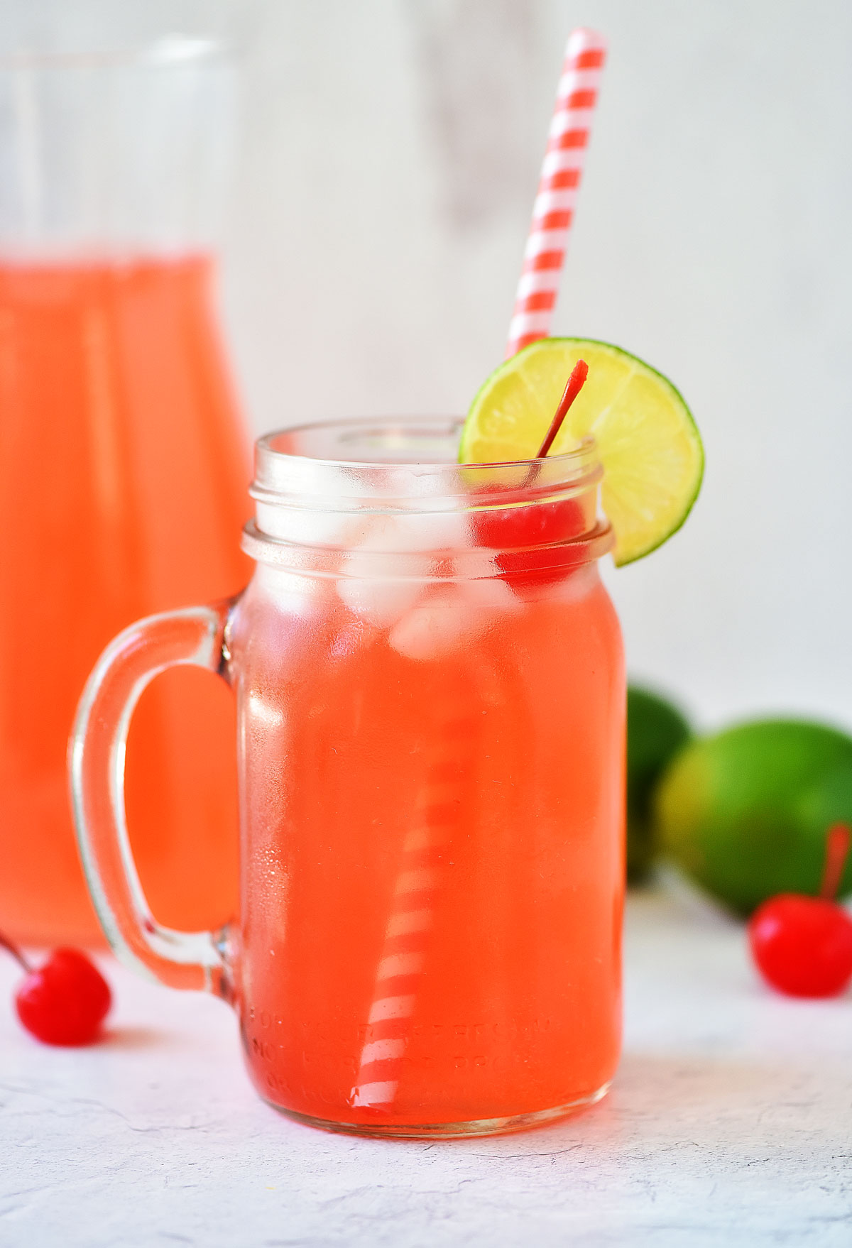 This Cherry Limeade is the perfect summer time drink with a combination of frozen limeade, maraschino cherry juice and lemon-lime soda!