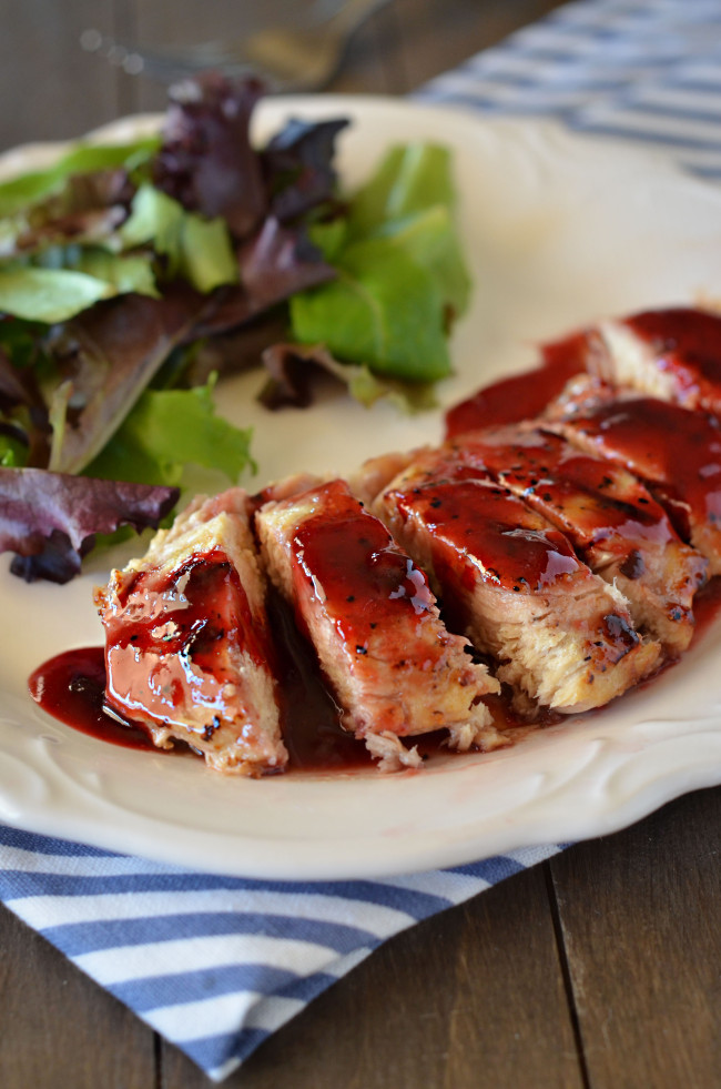 Easy and delicious chicken with an amazing raspberry sauce!