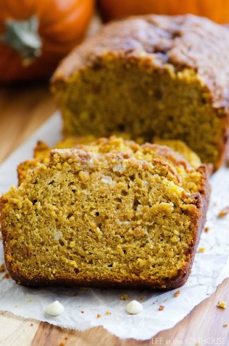 White Chocolate Pumpkin Bread with Streusel Topping