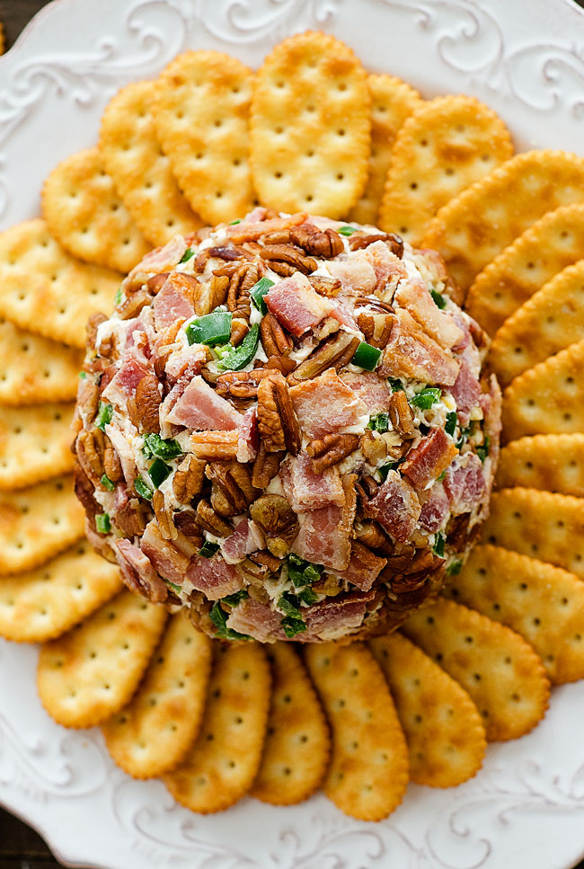 A delicious, creamy cheese ball covered in jalapeños, bacon and pecans. Life-in-the-Lofthouse.com