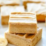 Banana blondies are a sweet and delicious dessert with banana flavor and a rich browned butter frosting. Life-in-the-Lofthouse.com