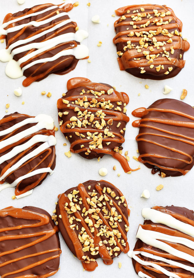 Caramel apple slices are slices of golden delicious apples that are drenched in chocolate, caramel and chopped nuts. Life-in-the-Lofthouse.com
