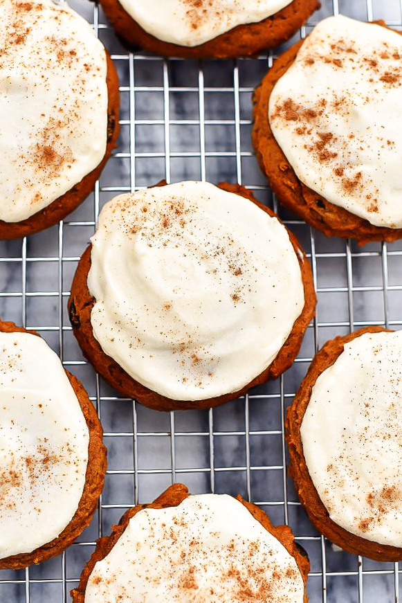 Soft pumpkin chocolate chip cookies with a maple cream frosting. Life-in-the-Lofthouse.com