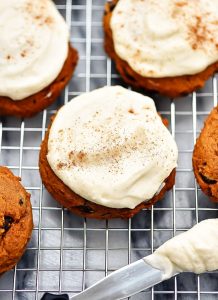Soft pumpkin chocolate chip cookies with a maple cream frosting. Life-in-the-Lofthouse.com