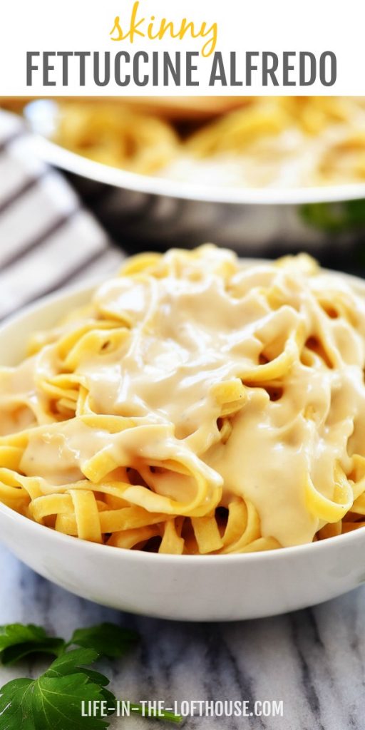 This fettuccine Alfredo is a creamy Italian pasta that uses lighter ingredients. Life-in-the-Lofthouse.com
