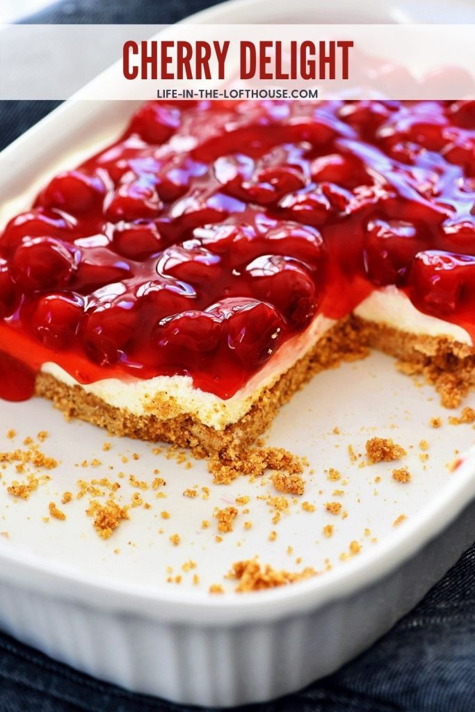 Cherry Delight has a graham cracker crust, a cheesecake center and topped off with delicious cherry pie filling. 
