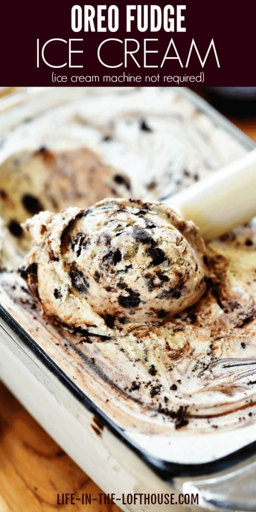 This Oreo ice cream is delicious and creamy with swirls of fudge through out and requires no machine. Life-in-the-Lofthouse.com