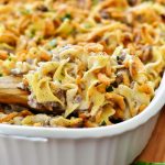 French onion beef casserole is filled with noodles, ground beef and french onion flavor. Life-in-the-Lofthouse.com
