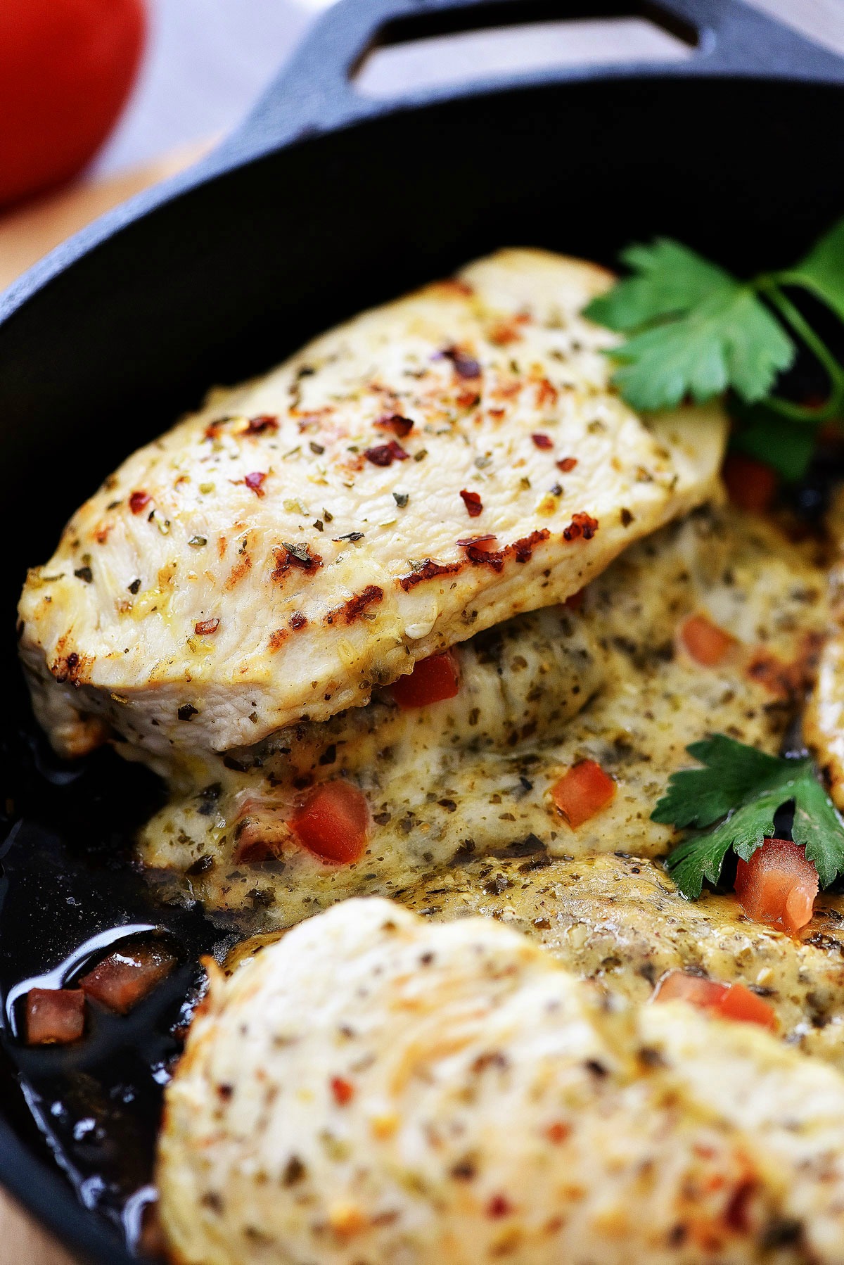 Italian stuffed chicken is chicken covered in Italian dressing and seasonings, then stuffed with Mozzarella cheese and basil pesto. Life-in-the-Lofthouse.com