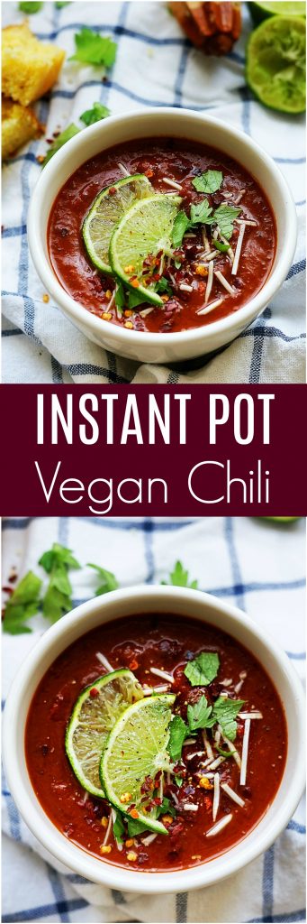 Vegan Chili made in the Instant Pot. Life-in-the-Lofthouse.com