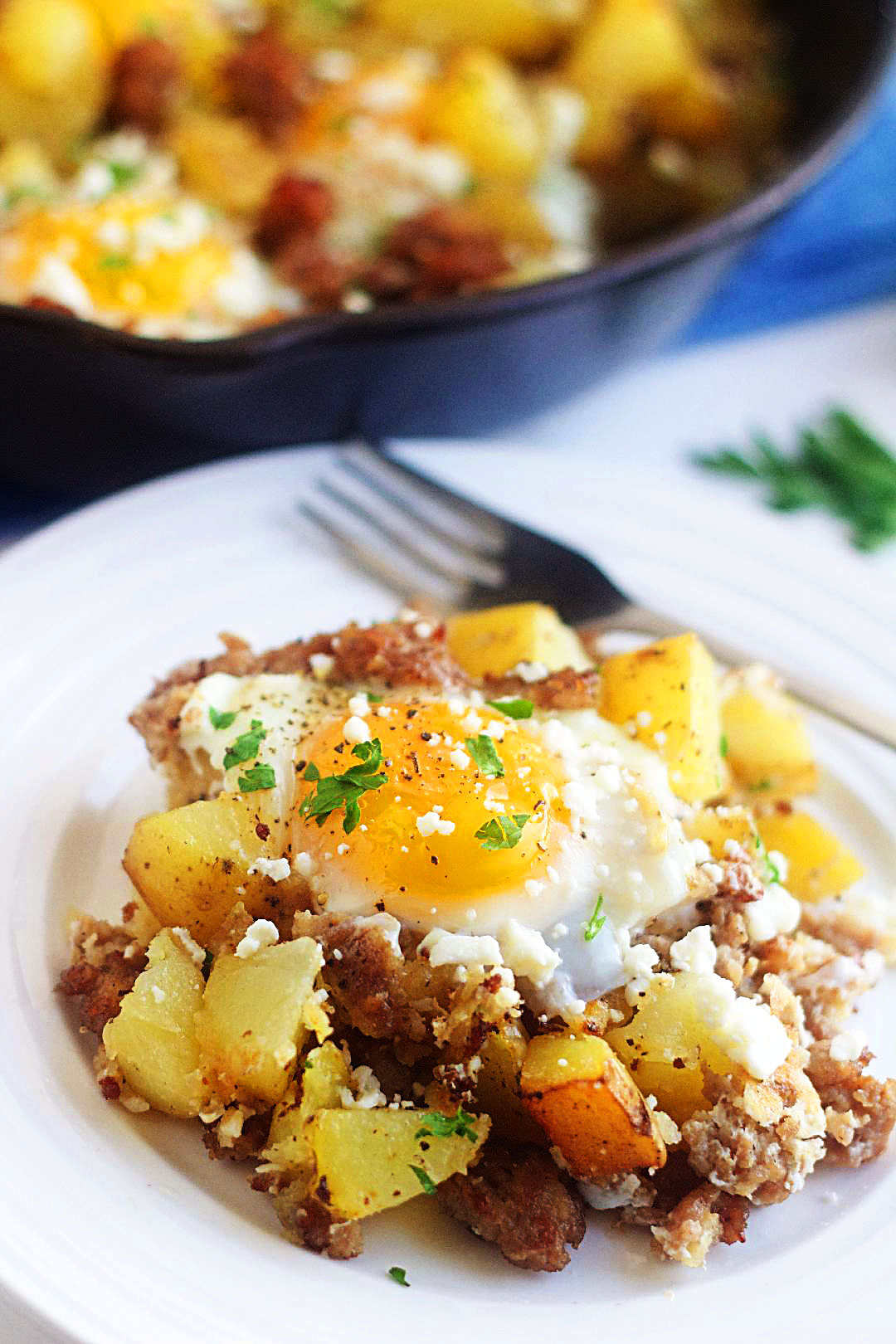 This breakfast hash is filled with sausage, egg and feta cheese. Life-in-the-Lofthouse.com