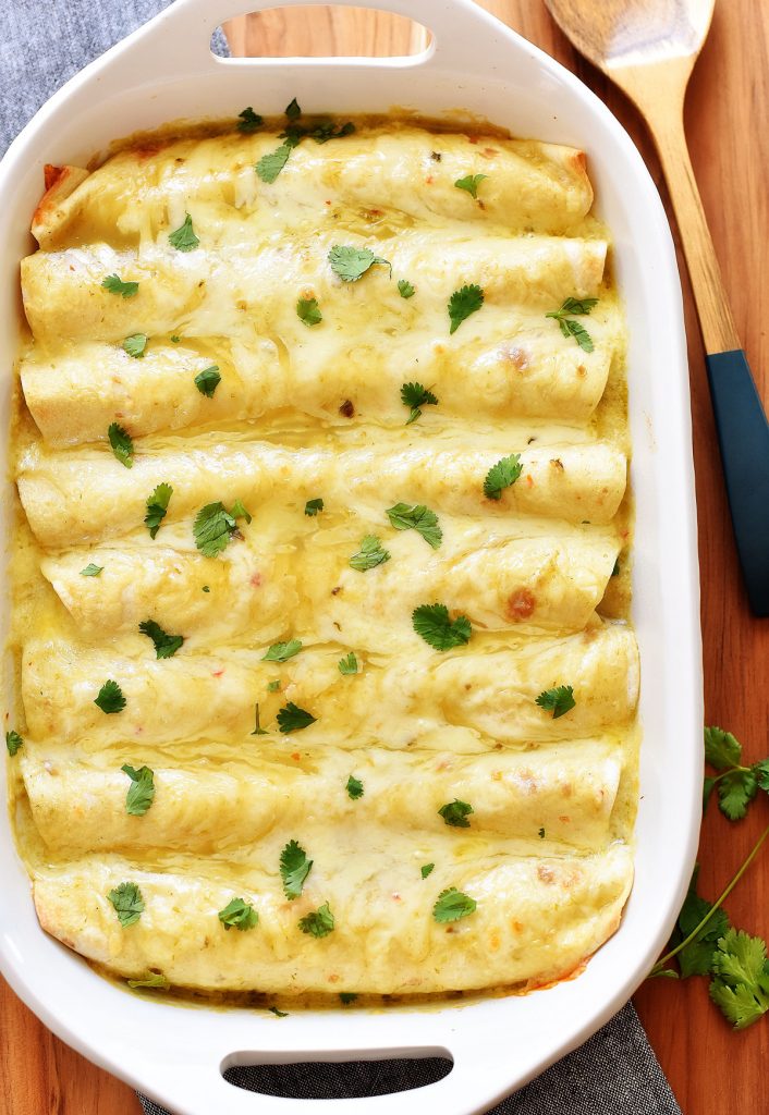 green chile and pepper jack cheese chicken enchiladas