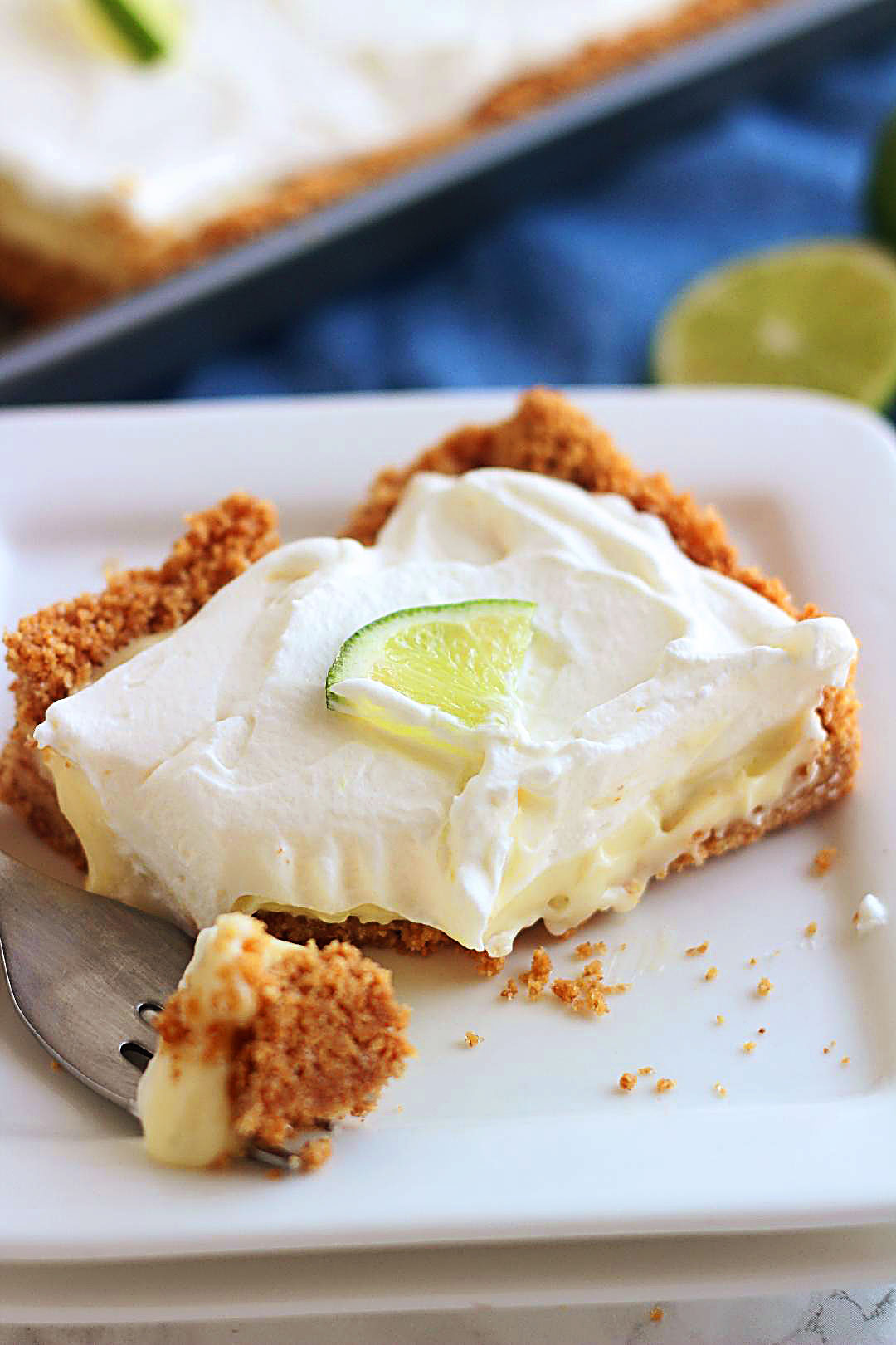 Key Lime Slab Pie is a creamy, refreshing pie full of lime flavor with a graham cracker crust. Life-in-the-Lofthouse.com