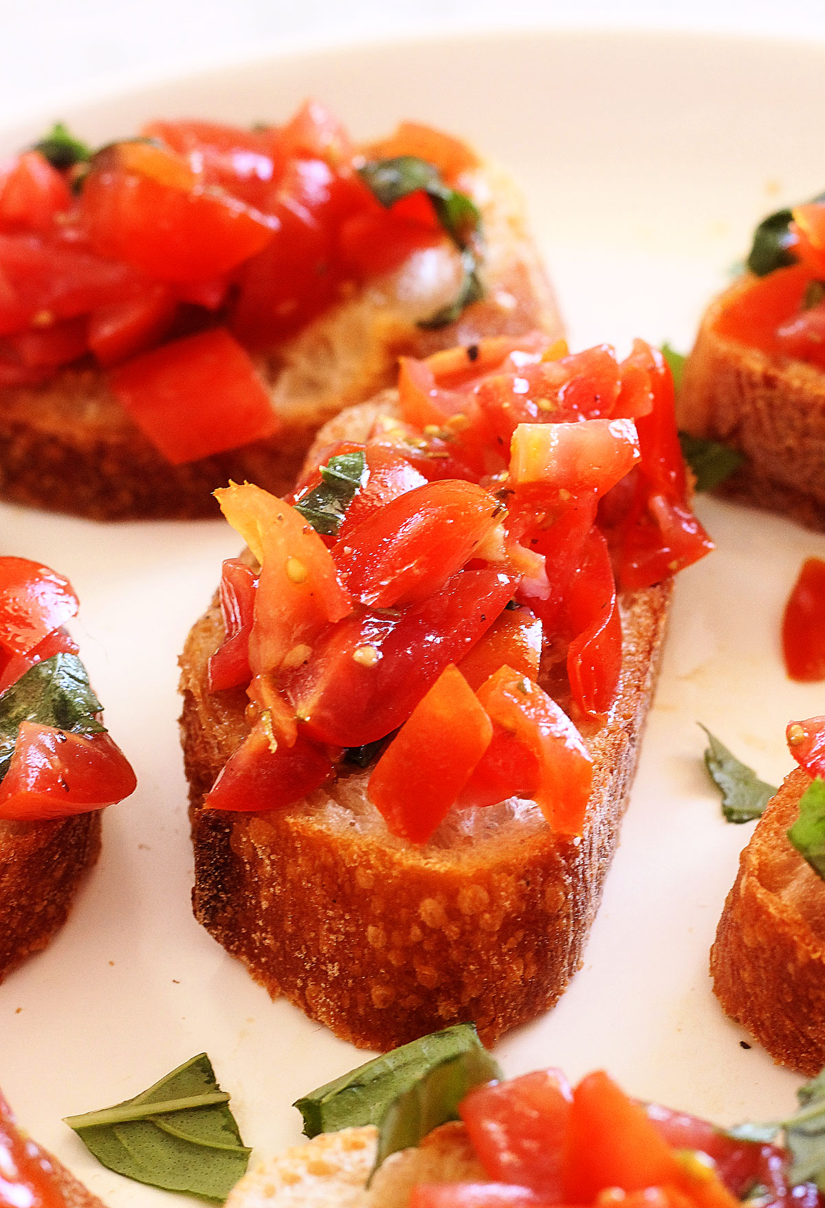 The Best Bruschetta are slices of a french baguette topped with fresh cherry tomatoes and basil that is full of Italian flavor. Life-in-the-Lofthouse.com 
