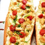 Garlic Bread with Chicken, Cheese, and Tomatoes