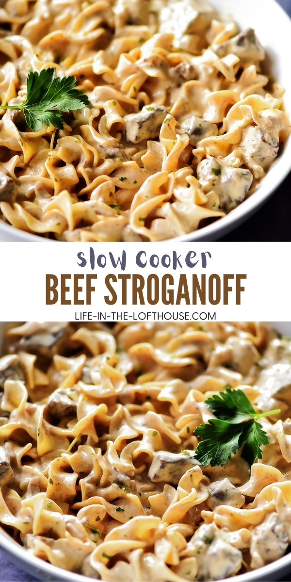 Slow Cooker Beef Stroganoff is a creamy, flavorful dish full of noodles and tender beef. Life-in-the-Lofthouse.com