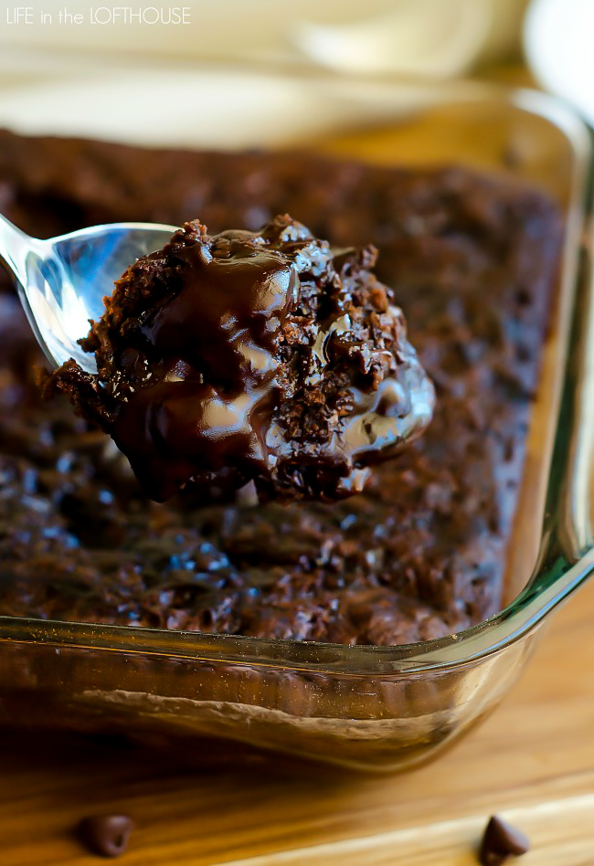 Hot Fudge Pudding Cake is a simple homemade chocolate cake filled with warm fudge. Life-in-the-Lofthouse.com
