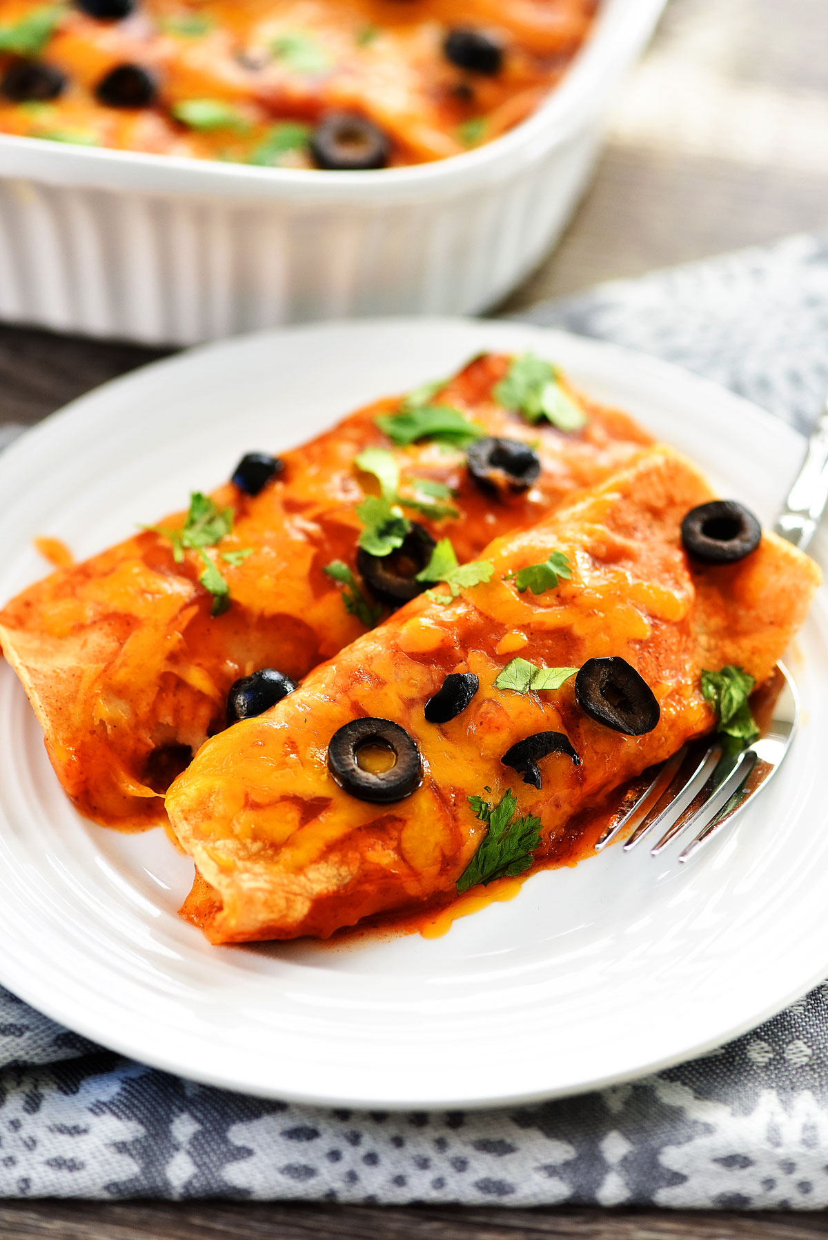 Beef Enchiladas that are a bit lighter in calories.