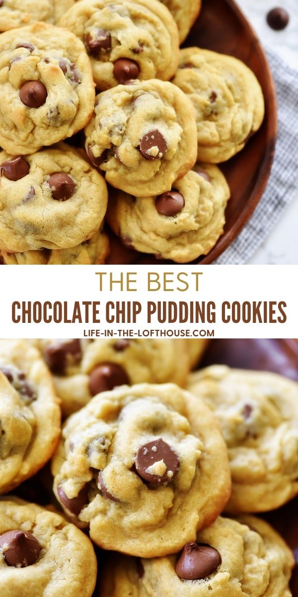 Chocolate Chip Pudding Cookies are delicious, soft chocolate chip cookies made with vanilla pudding mix. Life-in-the-Lofthouse.com