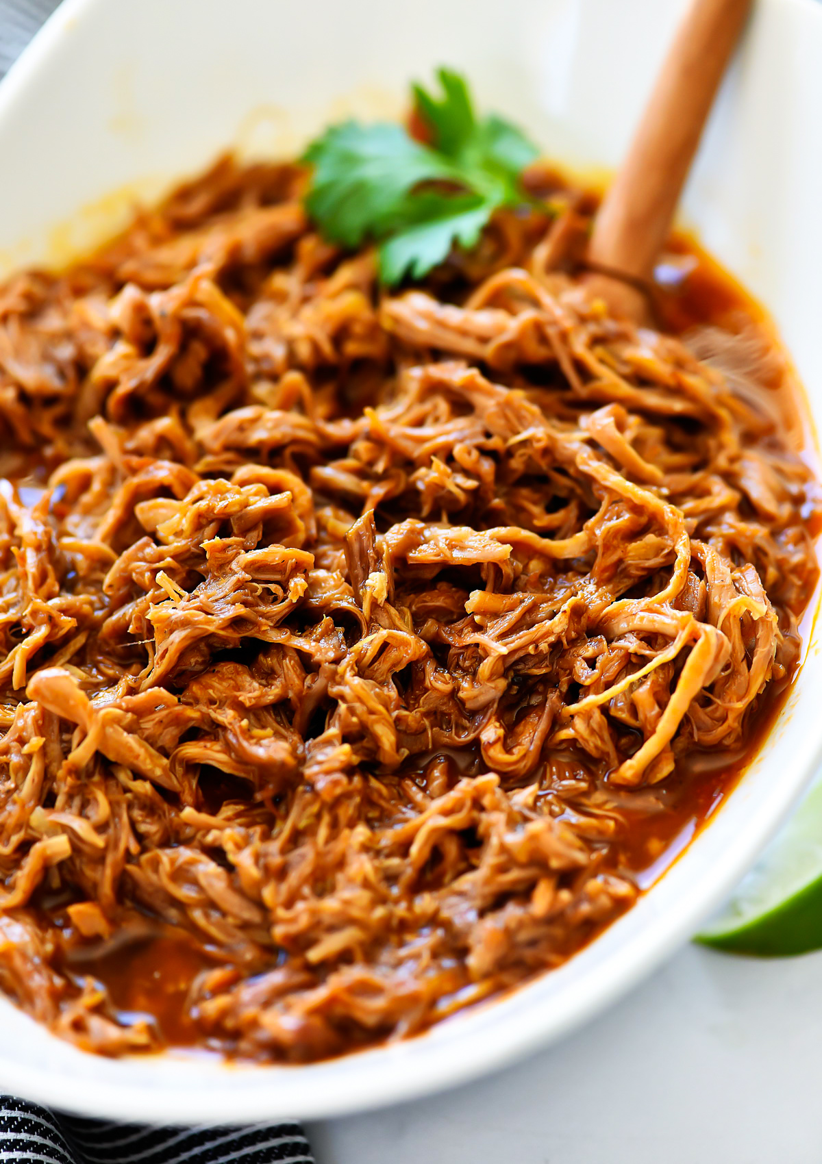 Slow Cooker Sweet Pork is delicious sweet pork given its flavor from brown sugar, red enchilada sauce and diced green chilies. Life-in-the-Lofthouse.com