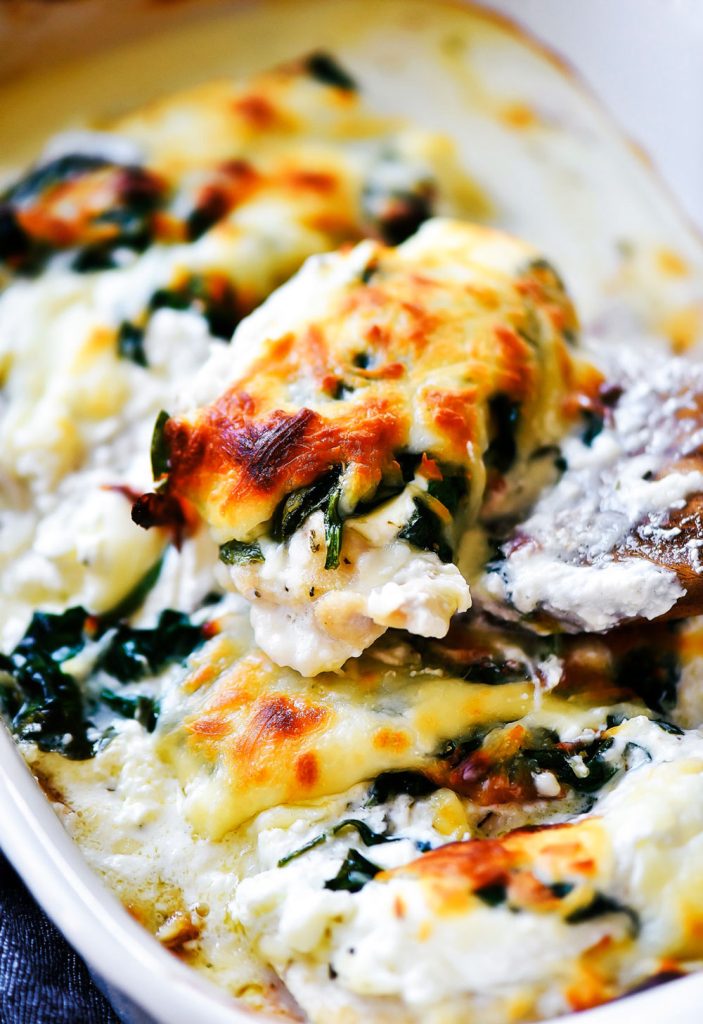 Cheese and Chicken Spinach Bake