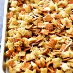 Gooey Chex Mix is a sweet and salty snack with coconut and almonds. Life-in-the-Lofthouse.com