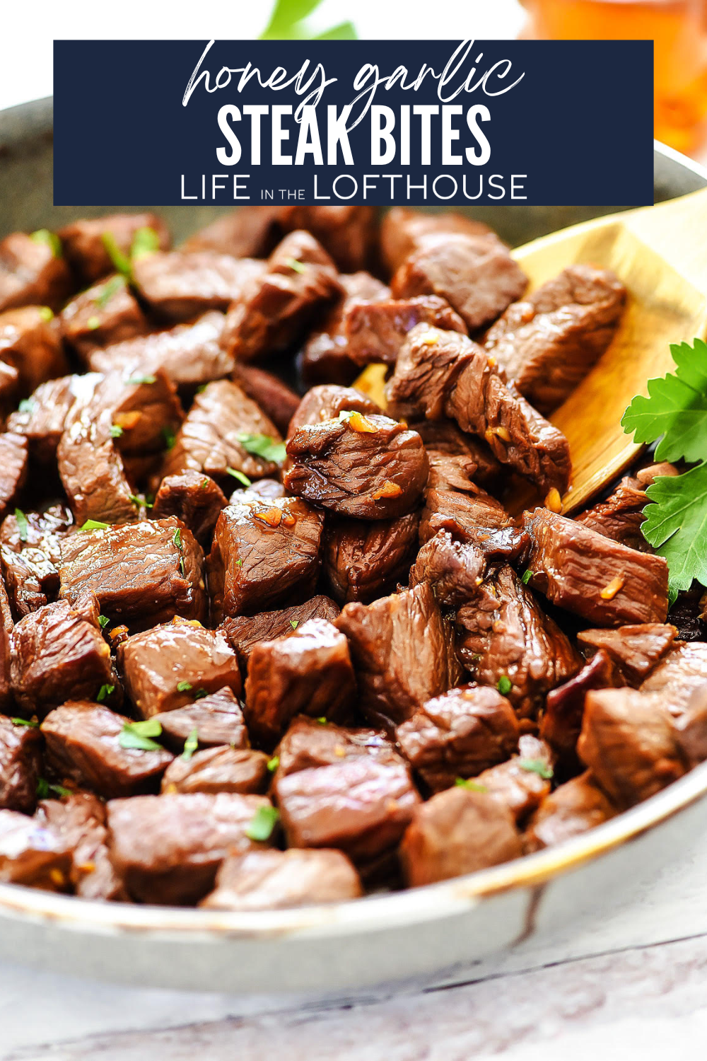 Honey Garlic Steak Bites Pinterest Pin