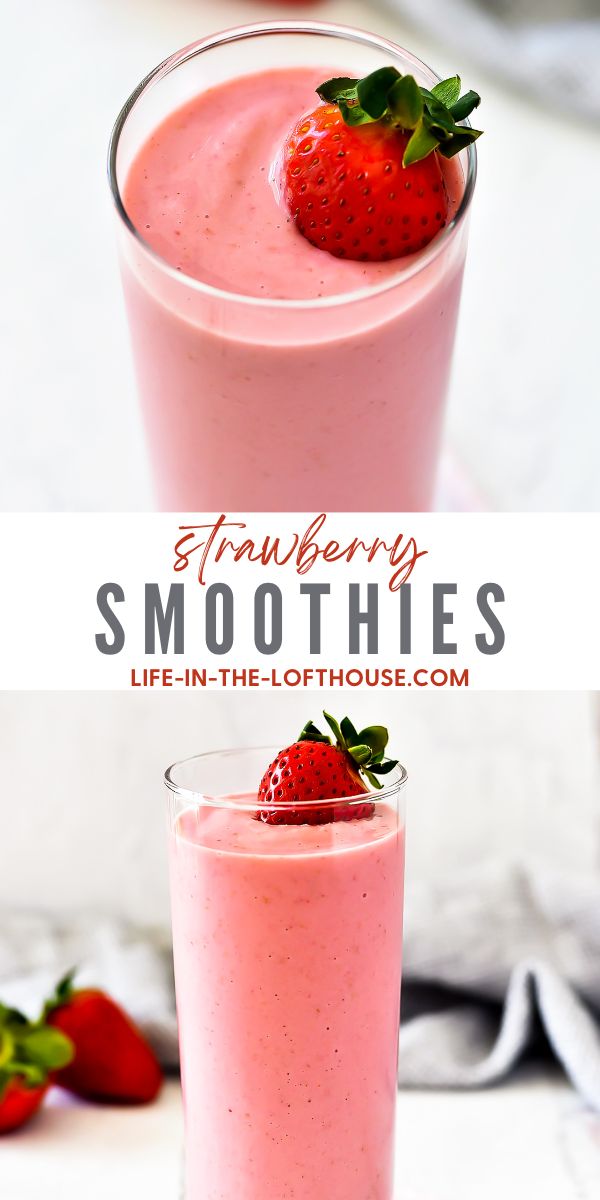 Strawberry Smoothies are delicious frozen drinks with lots of strawberry flavor. Life-in-the-Lofthouse.com
