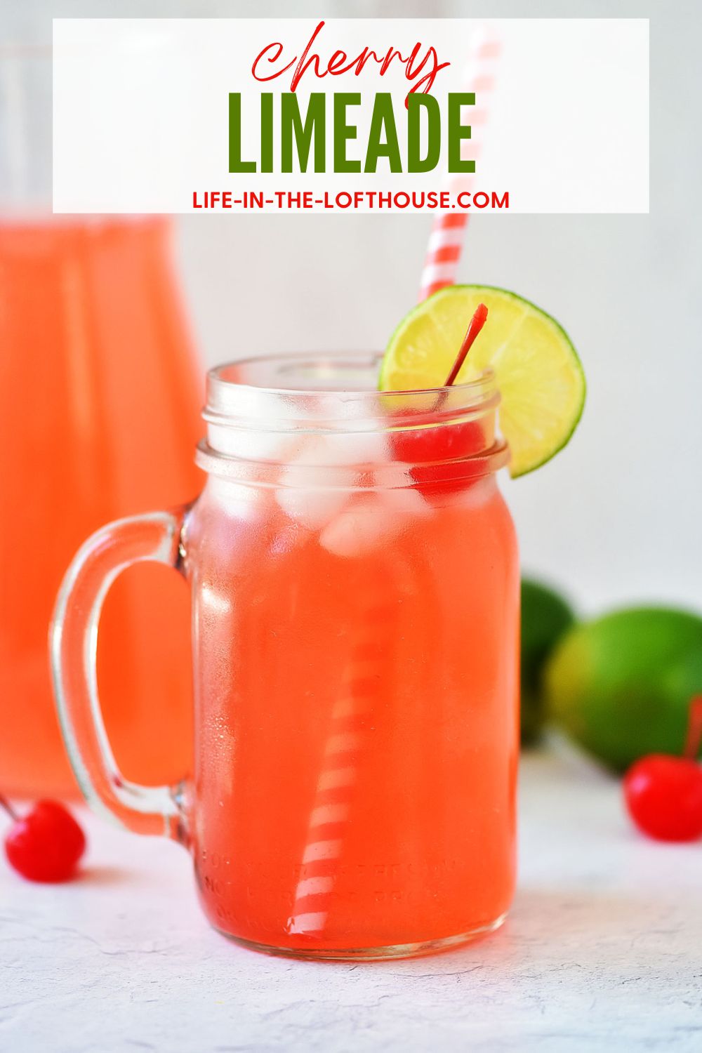 Cherry Limeade is the perfect summer time drink with a combination of frozen limeade, maraschino cherry juice and lemon-lime soda. Life-in-the-Lofthouse.com