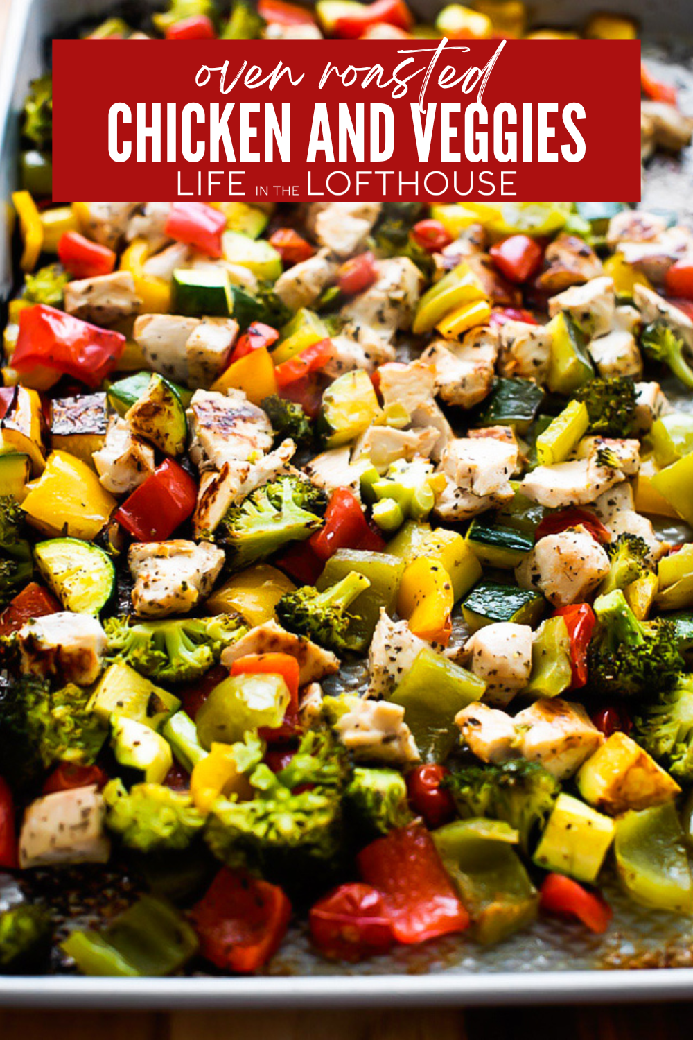 Oven Roasted Chicken and Veggies Pinterest Pin